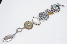 Mars & Valentine Sterling Silver Blue Multi Gem Bracelet Toggle 7.25" BS2842