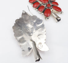 Sterling Silver Squash Blossom Earrings Southwest Red Stone Free Shipping ES2445