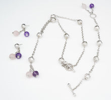 Roberto Coin Sterling Silver Amethyst Toggle Necklace Earrings Suite 18" NS2063