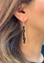 Antique 14k Gold Carved Black Jet Bead Drop Dangle Earrings 2.7" Mourning EG1619