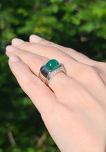 14k White Gold 4ct Diamond Sugarloaf Emerald Wide Band Ring Size 5 RG2536