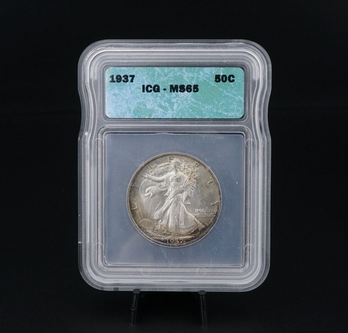 1937 Liberty Walking 50¢ Half Dollar Silver Dollar Coin ICG Toning MS65 CN486