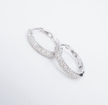 Shy Creation 14k Diamond Hoop Earrings White Gold 0.57" Pave EG2448