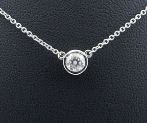 14k White Gold 0.4ct Natural Diamond Solitaire Pendant Necklace 16" NG447