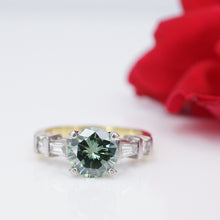 Platinum 18k Natural Teal Diamond Engagement Ring Size 7.25 2 carat CO1137