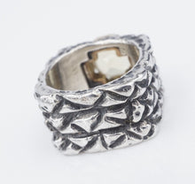 Dian Malouf Ring Sterling Silver 14k Citrine Cross Cigar Band Size 5.75 RS3476