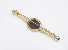 Ancient Coin Bar Pin Brooch 18k Yellow Gold Diamond Ruby Constantine OG221