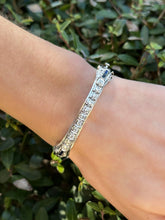 Art Deco 14k Diamond Sapphire Bracelet Antique White Gold Filigree 6.25" BG856