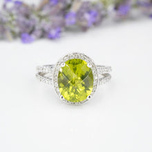 14k Peridot Diamond Cocktail Ring Hidden Halo White Gold Oval Size 7.25 RG3889