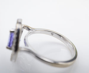 Tanzanite Diamond Swirl Cocktail Ring 1.6 ctw 18k White Gold Size 6.75 RG4082