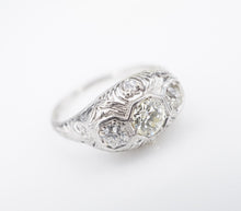 Maurice Tishman Diamond Ring Filigree 3-Stone Platinum Art Deco 1.2ctw RG4659