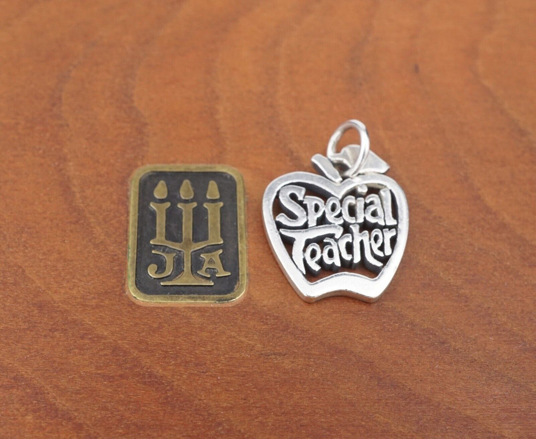 James Avery Special Teacher Apple Charm Sterling Silver 3/4