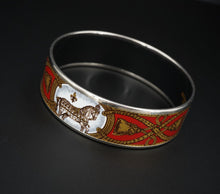 Des. Hermes Grand Apparate Platine Wide Bangle Horse Red Enamel Bracelet BS2793