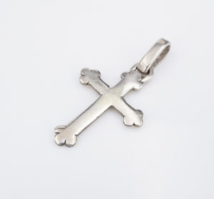 Sterling Silver Budded Botonee Cross Pendant 1.7" Vintage S. Sanchez PS2095