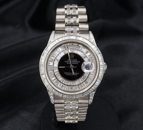 Rolex White Gold Day Date 18239 Warranty 36mm 18k Baguette Diamond Bezel W945