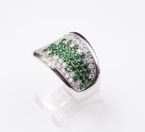 2 carat Diamond Tsavorite Garnet Ring Pave 18k White Gold Size 8.25 RG1665