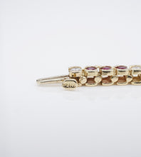 14k Ruby Diamond Tennis Bracelet Vintage Yellow Gold 4.5 carat Bezel 7.5" BG965