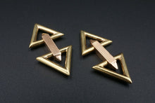 Solid 14k Yellow Rose Gold Sloan & Co Geometric Triangle Cufflinks M1503