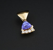 14k Yellow Gold 1.75 cttw Trillion Tanzanite Diamond Pendant 3/4" PG1742