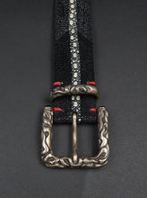 Claudio Calestani Sterling Silver Galuchat Leather Belt Buckle Janet Brown M261