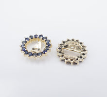 14k Yellow Gold Blue Sapphire Earring Jacket Halo Enhancer 7mm EG2467