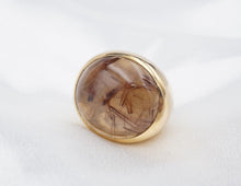 Designer Philippa Green Dome Rutile Quartz Ring Gold over Bronze Size 9 RS3503