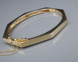 Vintage Diamond Hinged Bangle Bracelet 2ctw 14k Yellow Gold 6.5" Hex CO1199