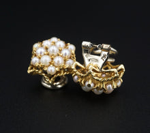 Antique 18k Natural Pearl Earrings Yellow Gold Clip 0.6" Original Box EG2350