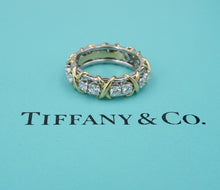 Platinum 18k Tiffany Schlumberger 16-Stone Diamond Band X Ring Size 5.5 RG4142