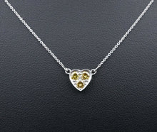 Platinum Natural Fancy Yellow Diamond Heart Pendant Necklace 18" NG957D