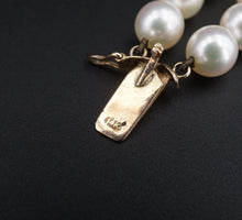 Vintage 14K Gold Double Strand Pearl Jade Cabochon Clasp Bracelet 8" 7mm BG796
