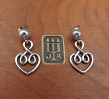 James Avery Scroll Loop Heart Dangle Earrings Sterling Silver 1" Retired ES2473