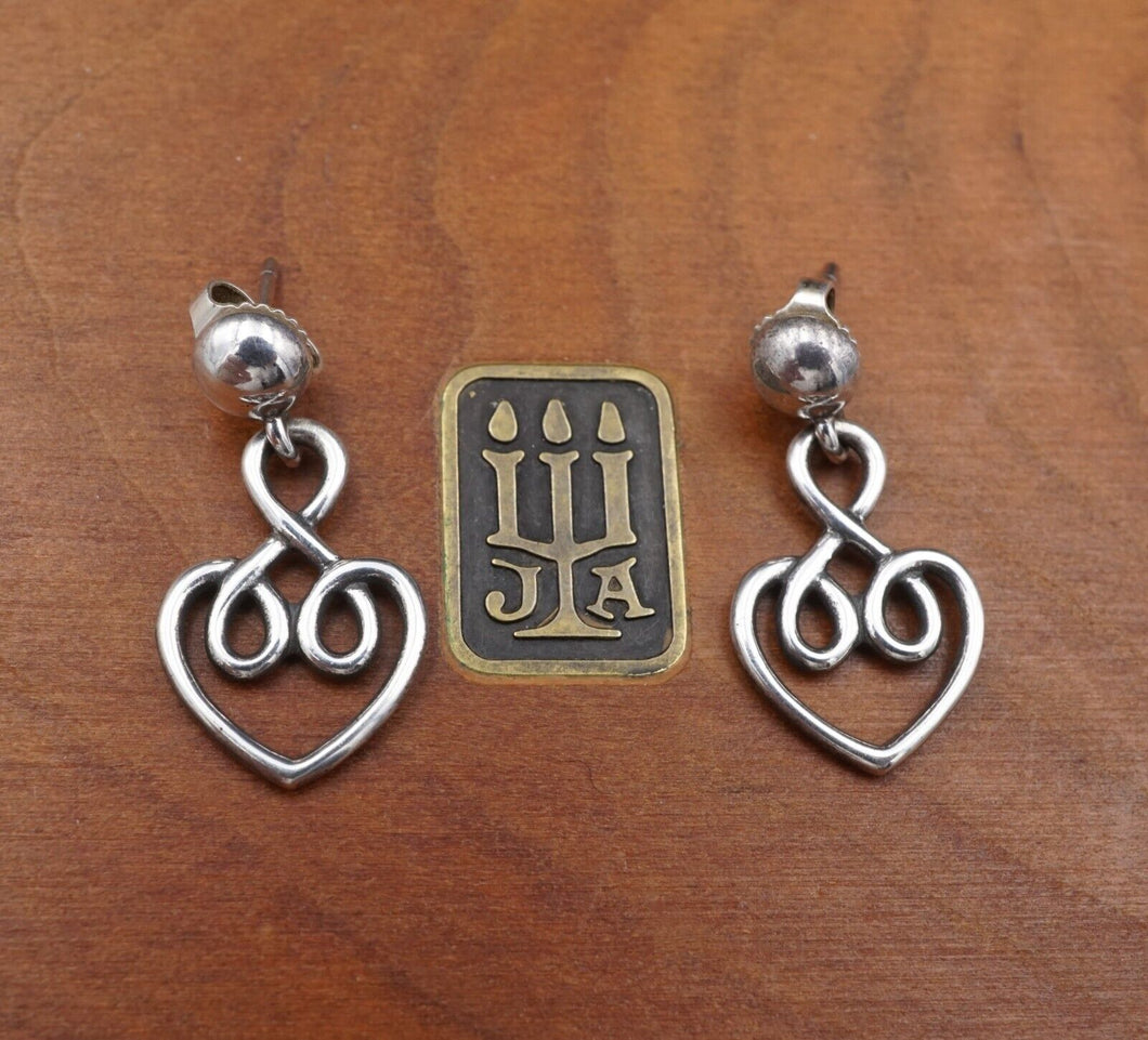 James Avery Scroll Loop Heart Dangle Earrings Sterling Silver 1