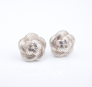 Tiffany & Co Flower Weave Knot Stud Earrings Sterling Silver 11mm Celtic ES2578