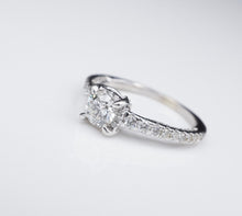 Zales 14k White Gold 1 ctw RBC Diamond Halo Engagement Ring Size 7 Box RG3288