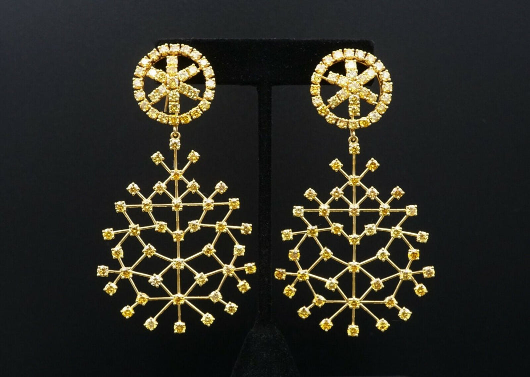 18k Gold Diamond Earrings Natural Yellow GIA Fancy 19ctw 3.3