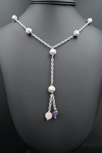 Roberto Coin Sterling Silver Amethyst Toggle Necklace Earrings Suite 18" NS2063