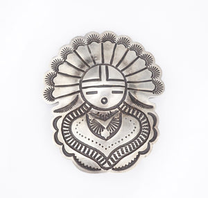 Navajo Bolo Tie Sterling Silver Kachina Emerson Bill Signed Artisan 3" M1886