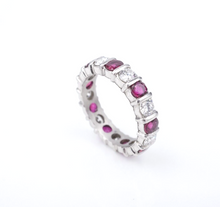 Ruby Diamond Eternity Band Ring Platinum 4 carat Size 7.5 Stackable RG4008