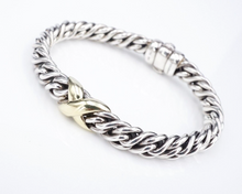 David Yurman Lyrica Bracelet X Station Sterling Silver 18k Gold 7.25" 9mm BS2921