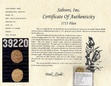 Mel Fisher 1715 Fleet 2 Escudo Gold Coin Cob Cert - Very Rare Grade 1 CN817