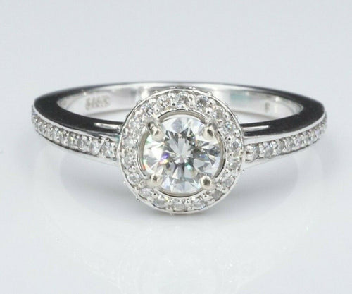 14k White Gold 1 carat RBC Halo Diamond Engagement Ring Size 7 RG3053