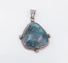 Sterling Silver Spiderweb Turquoise Pendant Statement Southwestern 1.75" PS2115