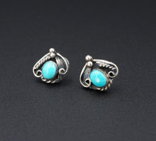 Vtg Navajo Turquoise Earrings Jim Calladitto Sterling Silver Post Stud ES2388