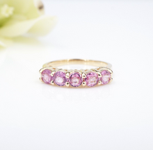 14k Yellow Gold 5-Stone 1.5ctw Pink Sapphire Stacker Band Ring Size 8.25 RG3966