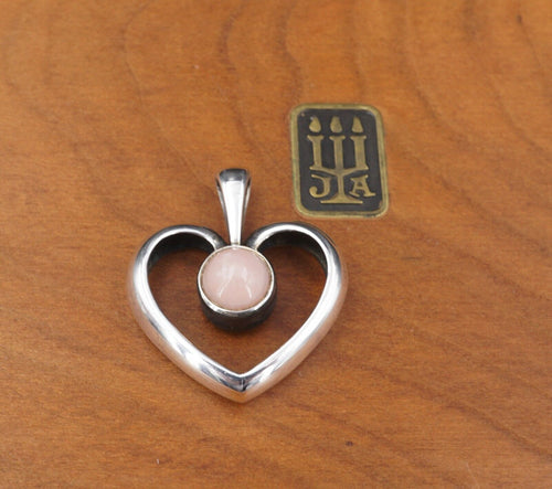 James Avery Pink Opal Open Heart Pendant Sterling Silver 1