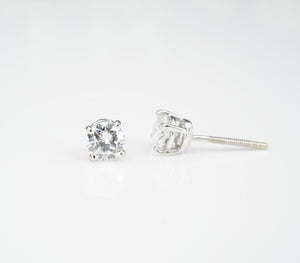 14k Diamond Stud Earrings White Gold 0.9 Carat Round Natural Screw Back EG2223