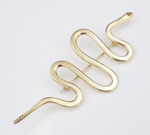 Native American Snake Brooch Pin 18k Yellow Gold Serpent 4" OG443