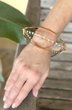 Massive Artisan 14k Rose White Gold Pearl Bangle Modernist Bracelet 7" 67g BG221