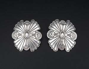 Vintage Navajo Earrings James Pioche Sterling Silver Concho 1.5" Post ES2518